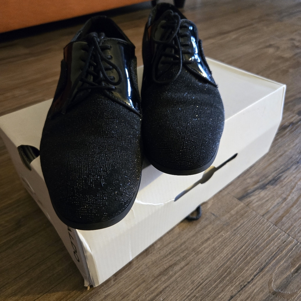 Aldo Black Textured Men's Oxfords